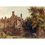 Price (19th/20th Century British) - Watercolour - Moated manor house, 14.5ins x 20ins, signed, in