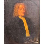 18th Century British school - Oil painting - Shoulder length portrait of a cleric wearing wig and