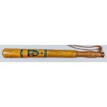 A Victorian turned wood truncheon, painted with "Borough", over shield with three leopard's faces,