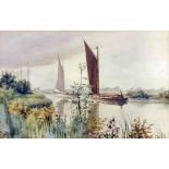 Stephen John Batchelder (1849-1932) - Pair of watercolours - River landscapes, Norfolk Broads with