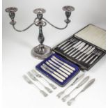 Six Elizabeth II silver fish knives and six fish forks, by Walker & Hall, Sheffield 1980 (weight