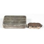 A George IV silver rectangular snuff box of reeded form, 2.75ins x 1.75ins x 0.75ins high, by