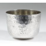 A Charles II silver tumbler cup with gilt interior, 3.5ins diameter x 2.75ins high, by J.C. (?),