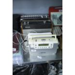 A COLLECTION OF THREE RETRO RADIOS, TO INCLUDE A HACKER HARRIER MODEL RPH, GRUNDIG ELITE BOY AND