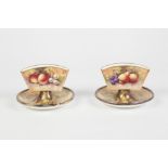 PAIR OF EARLY TWENTIETH CENTURY ROYAL WORCESTER CHINA COMBINATED TABLE CIGARETTE HOLDER AND