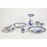 ONE HUNDRED AND ELEVEN PIECE BOOTHS REAL OLD WILLOW PATTERN BLUE AND WHITE POTTERY PART DINNER,