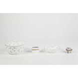 ROYAL WORCESTER SMALL CHINA SMALL OBLONG BOX AND COVER, the cover printed with a view of a stately