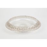 1930s RENE LALIQUE 'MARGUERITE' PATTERN MOULDED GLASS BOWL of shallow form with border, moulded with