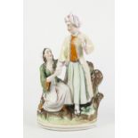 NINETEENTH CENTURY STAFFORDSHIRE POTTERY GROUP OF MR. HARWOOD AND MISS ROSA HENRY AS 'SELIM AND