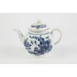 18TH CENTURY FIRST PERIOD WORCESTER PORCELAIN BULLET SHAPED TEAPOT with domed cover having floral