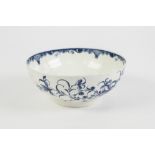18TH CENTURY FIRST PERIOD WORCESTER PORCELAIN BOWL PAINTED IN UNDER GLAZE BLUE WITH 'MANSFIELD'