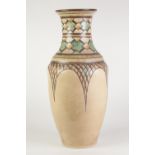 ROYAL CAULDON POTTERY LARGE VASE, of ovoid form with waisted neck, decorated in muted tones of brown