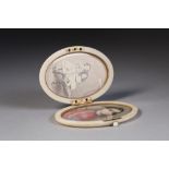 A FINE VICTORIAN OVAL PORTRAIT MINIATURE ON IVORY OF A YOUNG GIRL NAMED ON A LATER LABEL 'Margaret