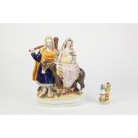 NINETEENTH CENTURY STAFFORDSHIRE FLAT BACK POTTERY GROUP OF THE FLIGHT TO EGYPT, painted in