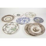 A NINETEENTH CENTURY WHITE CHINA PLATE, having black transfer printed topographical scene of a