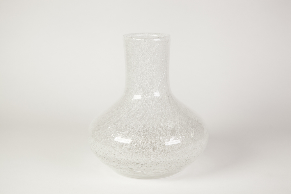 BAROVIER AND TOSO, MURANO WHITE EFESO GLASS VASE, of compressed baluster form with cylindrical neck,