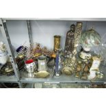 A COLLECTION OF MISC SMALL ITEMS TO INCLUDE; BRASS CASED CARRIAGE CLOCK, A PAIR OF CASES, DECORATIVE