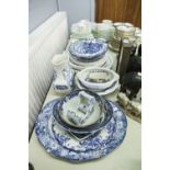 VICTORIAN AND LATER BLUE AND WHITE POTTERY- WILLOW PATTERN SLOPS BOWL, LIBERTY BLUE 'BOSTON TEA