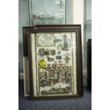 EIGHT VARIOUS FRAMED PICTURES, INCLUDING; THREE 'BOSTON' PRINTS ON FABRIC (8)