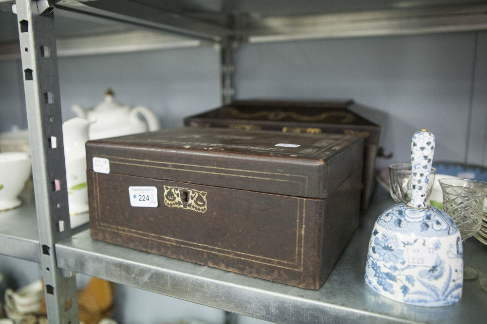 REGENCY PERIOD ROSEWOOD SARCOPHAGUS SHAPED WORK BOX, WITH INTRICATE MOTHER O'PEARL FOLIATE SCROLL