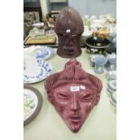 TWO LARGE AFRICAN STYLE POTTERY MASKS (2)