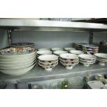 SET OF TEN MODERN JAPANESE IMARI-STYLE SHALLOW DISHES, SIX OTHER SIMILAR DEEPER DISHES, SIX