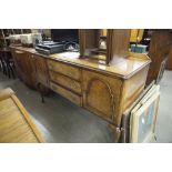 A WALNUTWOOD QUEEN ANNE STYLE SIDEBOARD AND A MATCHING SIDE TABLE