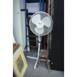 FLOOR STANDING ELECTRIC FAN, A METAL STEP LADDER AND MATCHING STOOL