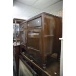 SMALL EDWARDIAN WALNUT DRESSER SIDEBOARD, WITH TWO DRAWERS OVER TWO DOORS, 3'4" WIDE