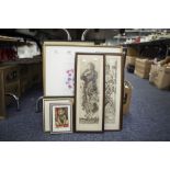 GOOD SELECTIO OF PRINTS AND DECORATIVE PIECES INCLUDING MUSCIAL COLLAGE, THREE BLACK AND WHITE