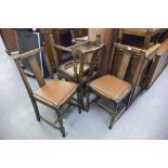 A SET OF FOUR OAK DINING CHAIRS WITH DROP-IN SEATS AND TWO OTHERS SIMILAR (6)