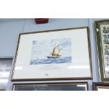 ANTHONY BUCKLEY ARTIST SIGNED COLOUR PRINT REPRODUCTION 'Great Manchester Challenge' the gaff rigged