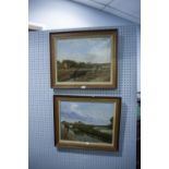 A. HORNE (1888) A PAIR OF OIL PAINTINGS ON CANVAS RIVERSCAPES, ONE WITH BRIDGE