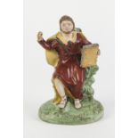 NINETEENTH CENTURY STAFFORDSHIRE POTTERY FIGURE OF 'SAINT PAUL', painted in colours and modelled