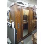 STAINED WOOD SINGLE MIRROR DOOR WARDROBE (A.F.)