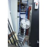 FLOOR STANDING ELECTRIC FAN, A METAL STEP LADDER AND MATCHING STOOL