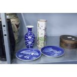 TWO ROYAL COPENHAGEN CALENDAR PLATES AND TWO ORIENTAL PORCELAIN VASES (A.F.) (4)