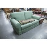 A PAIR OF MULTIYORK SOFAS FROM THE INCA RANGE, IMMACULATE CONDITION WITH GREEN PATTERNED