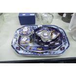 1930s JAPANESE NORITAKE PORCELAIN DRESSING TABLE SET COMPRISING TRAY, RING STAND, PIN TRAY AND THREE