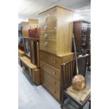 WOOD EFFECT CHEST OF FOUR DRAWERS WITH GILT HANDLES AND A TEAKWOOD CHEST OF FOUR DRAWERS (2)