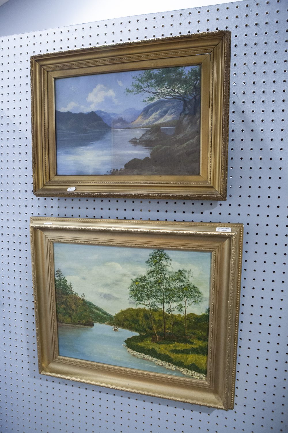 A LATE VICTORIAN OIL PAINTING ON CANVAS SIGNED ALCOCK (18) 85 AND THREE MODERN OIL PAINTINGS (4)