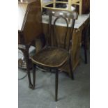 A PAINTED BENTWOOD HIGH CHAIR/BAR STOOL, AND A PAIR OF BENTWOOD SINGLE CHAIRS (3)