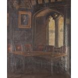 UNATTRIBUTED (NINETEENTH CENTURY) PAIR OF OIL PAINTINGS ON CANVAS Church interiors, one bearing