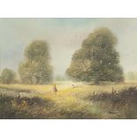 DYER (TWENTIETH CENTURY) PAIR OF OIL PAINTINGS ON CANVAS Bygone rural scenes, children in hay meadow