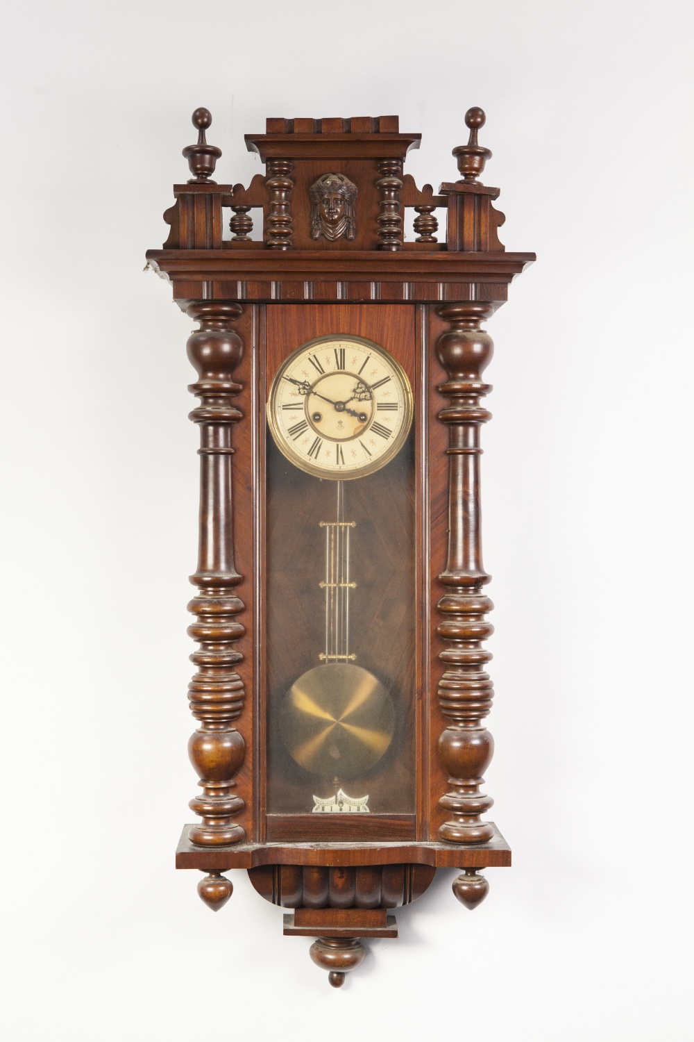 AN EARLY TWENTIETH CENTURY SPRING DRIVEN VIENNA WALL CLOCK BY GUSTAV BECKER, of typical from with 7"