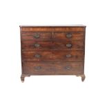 EARLY NINETEENTH CENTURY MAHOGANY CHEST OF DRAWERS, the rounded oblong top above two short and three