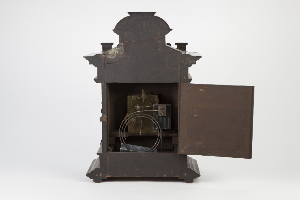 LATE 19th CENTURY GERMAN WALNUT CASED MANTEL CLOCK with Jungmans movement striking on a coiled gong - Image 2 of 2