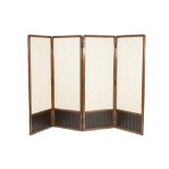 VICTORIAN STYLE MAHOGANY FOUR FOLD SCREEN, of typical form, each panel with square, show-wood
