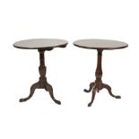 GEORGIAN MAHOGANY TRIPOD OCCASIONAL TABLE, the circular, snap top above a vase shaped column and