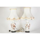 PAIR OF MODERN LIMOGES PORCELAIN TABLE LAMPS WITH GILT METAL MOUNTS, each in the form of a Chinese